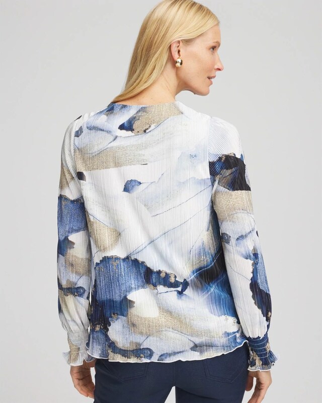 Foil Ocean Print Crinkle Top - image 3